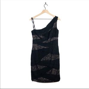 Tadashi Shoji Sequin Lace One Shoulder Mini Dress